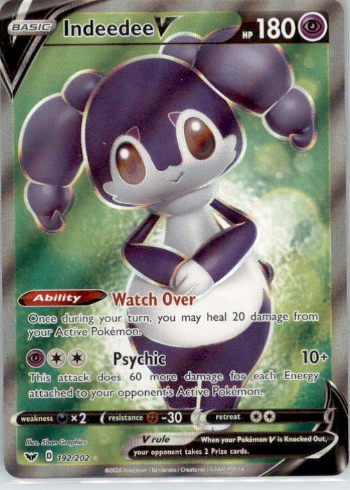 Indeedee V (Full Art) 192/202 NM SWSH01: Sword & Shield Base Set