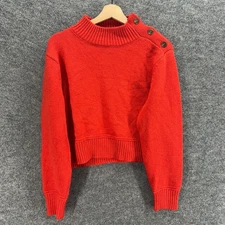 Saks Fifth Avenue Sweater Pullover Women XL Red Knit Long Sleeve High Neck