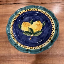 Vietri Hand Painted Lemon Salad Plate Italy 8” Vintage