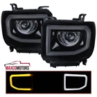 Smoke LED Projector Headlights Fits 2014-2015 GMC Sierra 1500 2015-2019 2500HD