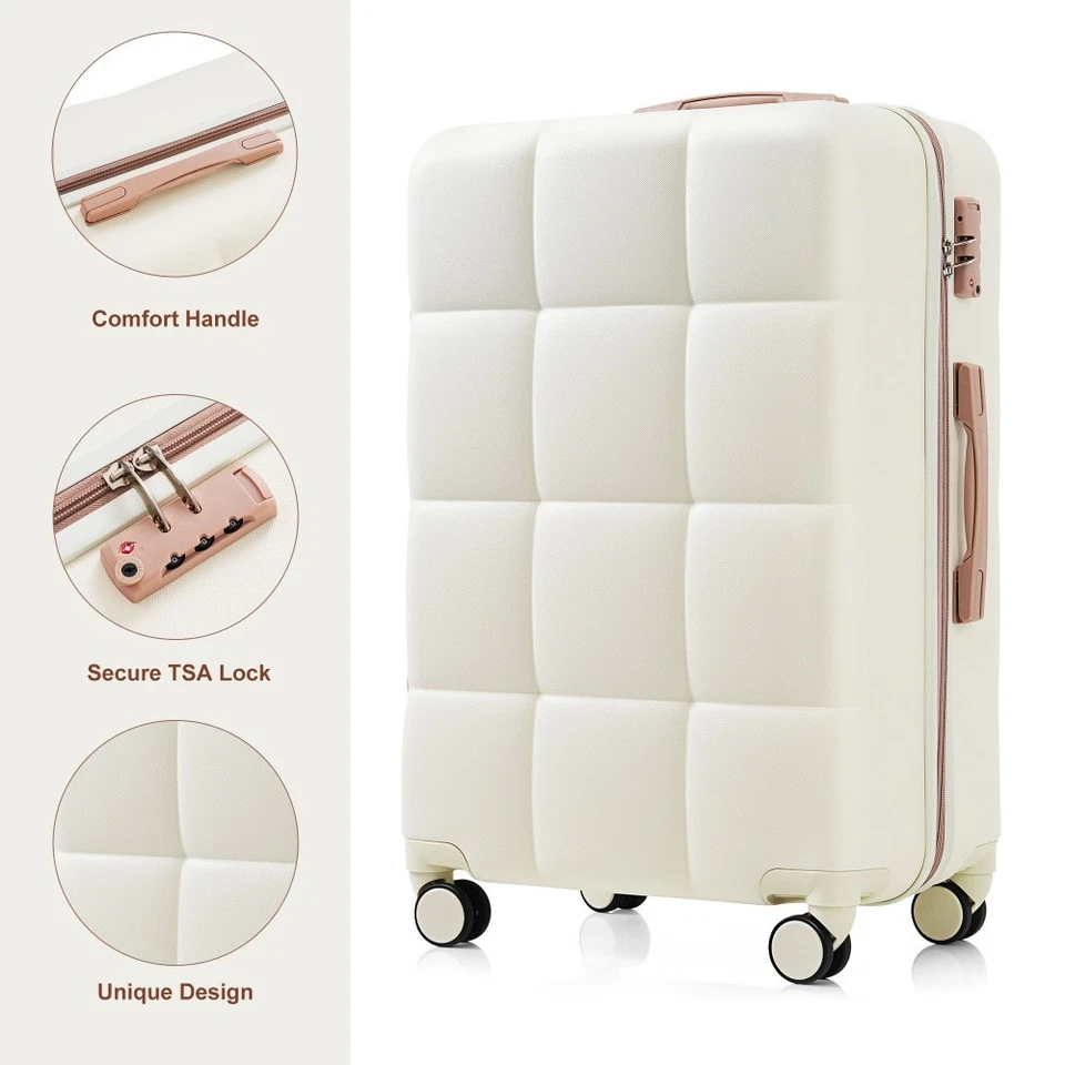 3PCS Luggage Set, Airline Approved Carry-On ABS Spinner Suitcase with Cup Holder - Image 2 of 4