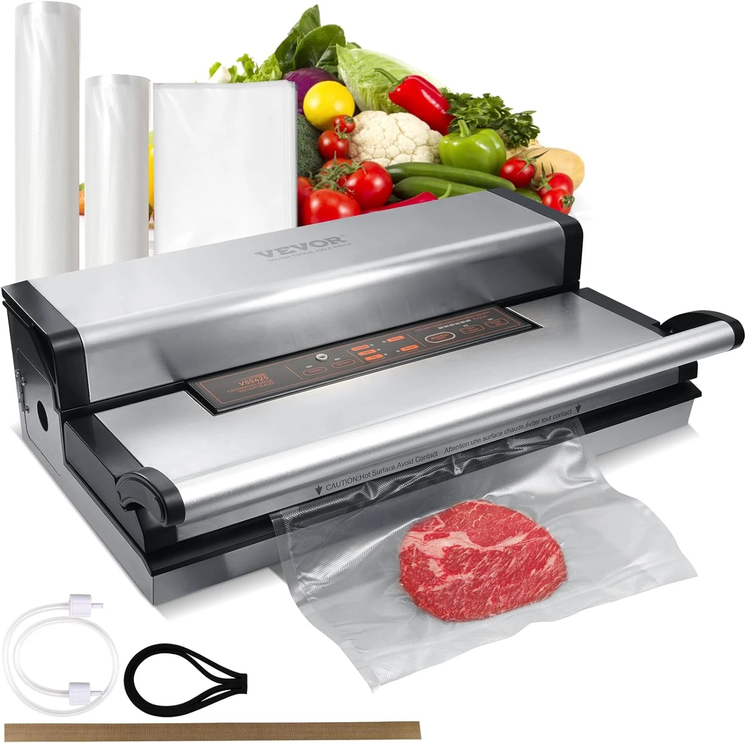 Powerful Vacuum Sealer with Dual Pump, Cutter, Bags & Hose for Food Storage