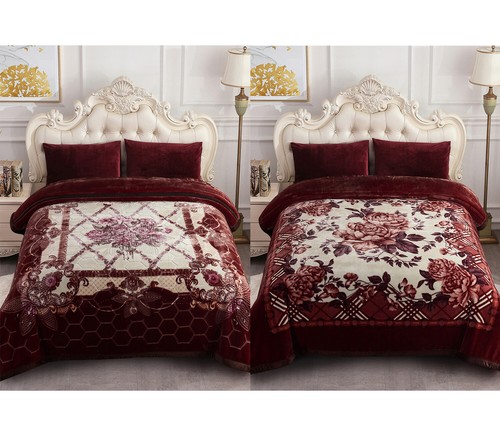 2 Ply Heavy Blanket 2 Sides Printed Soft Thick Warm Bed Throw Blanket 85" x 93" - Picture 6 of 112