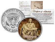 MICHELANGELO * PIETA * Statue Madonna Jesus JFK Half Dollar U.S. Coin