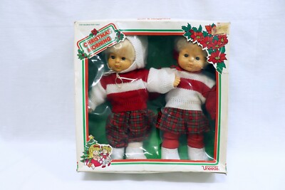 VINTAGE SEALED 1987 Uneeda Christmas Morning Twin Baby Doll Set