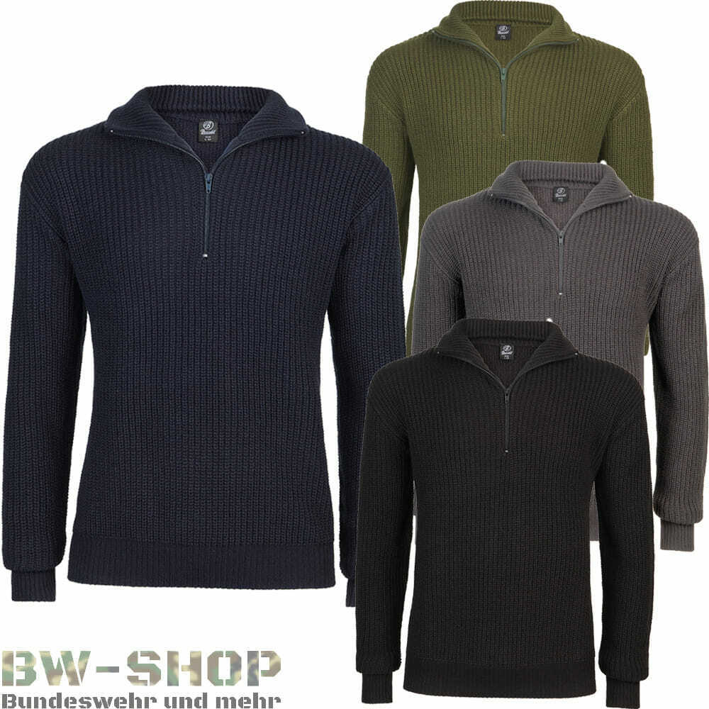 Thumbnail - Bundeswehr Troyer Neu Bw Pullover Mit Reißverschluss Marine Strick