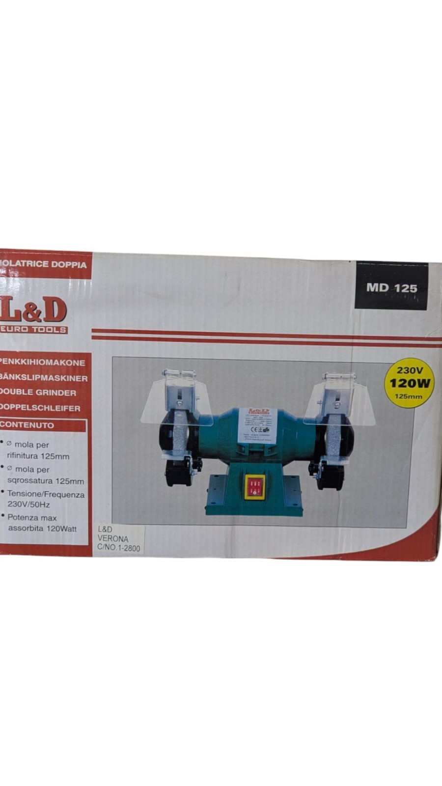 Mola da Banco Doppia L&D 125mm - Smerigliatrice per Affilatura Professionale