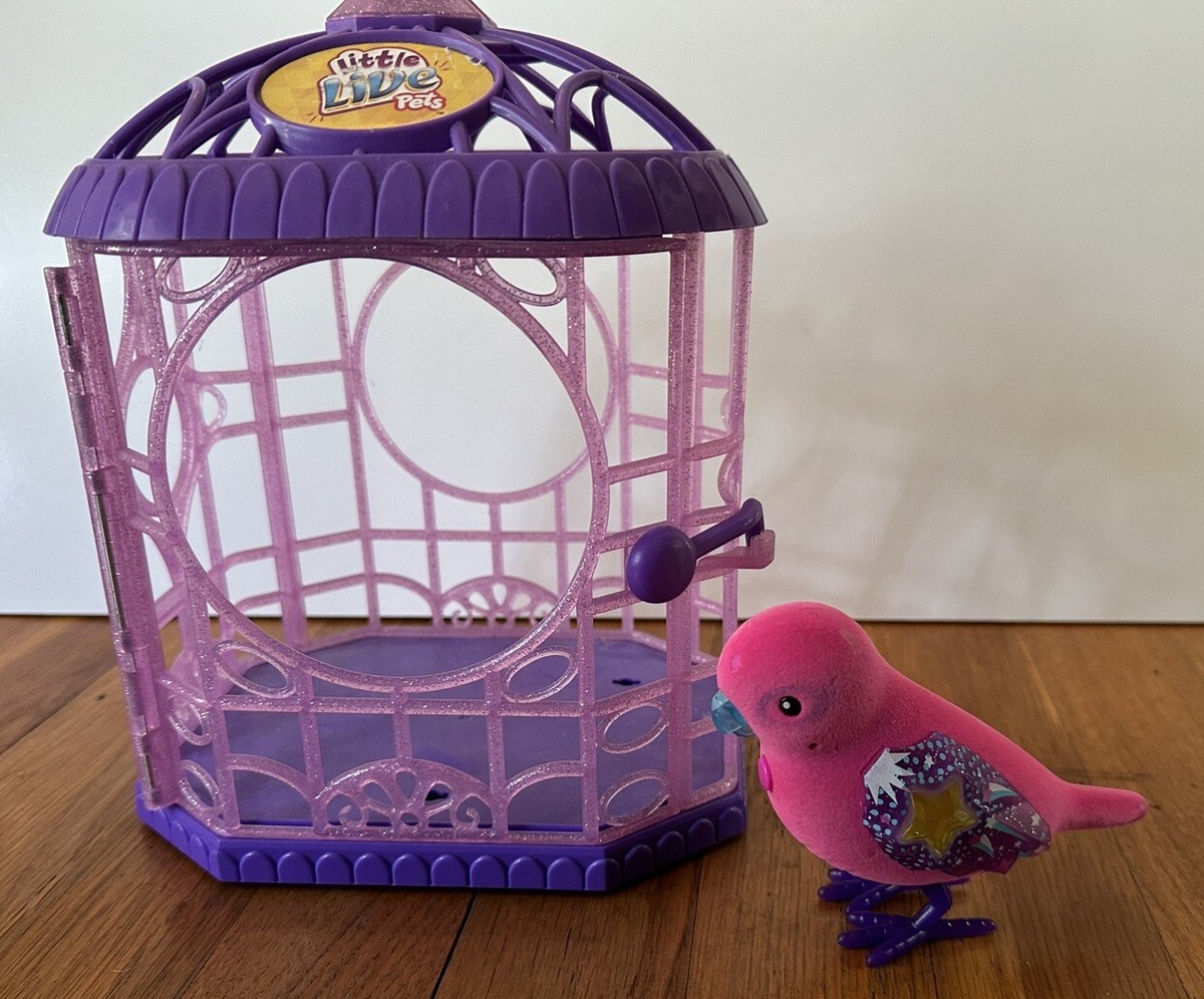 Little Live Pets Songbird Bird Cage Pink Purple Toy Talking WORKS
