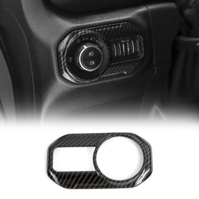 Carbon Fiber Headlight Switch Button Panel Decor Cover For 18+ Jeep Wrangler JL