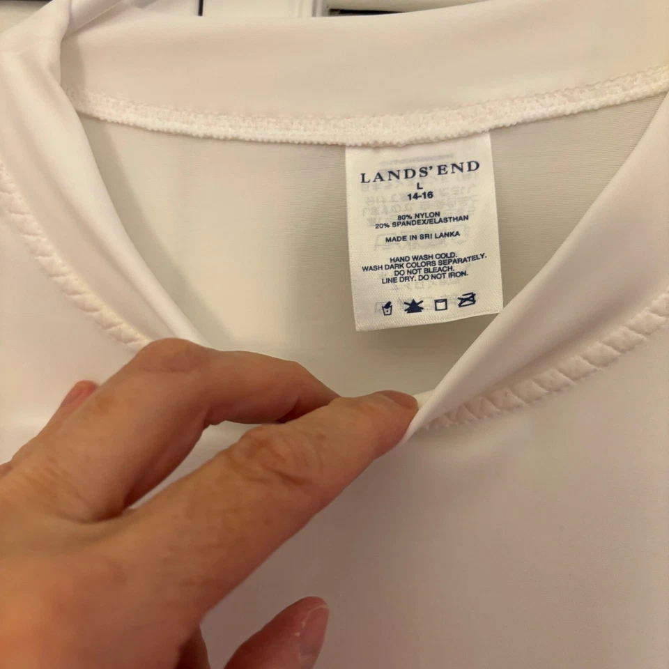 Lands End Mujeres GRANDE 14-16 Regular BLANCO Protector contra Erupciones Piscina Playa TOP SPF50 Foto 2 de 3