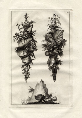 Antiker Druck - Ikonographie - Design - Angelattribute - Strahl - De La Fosse - 1780