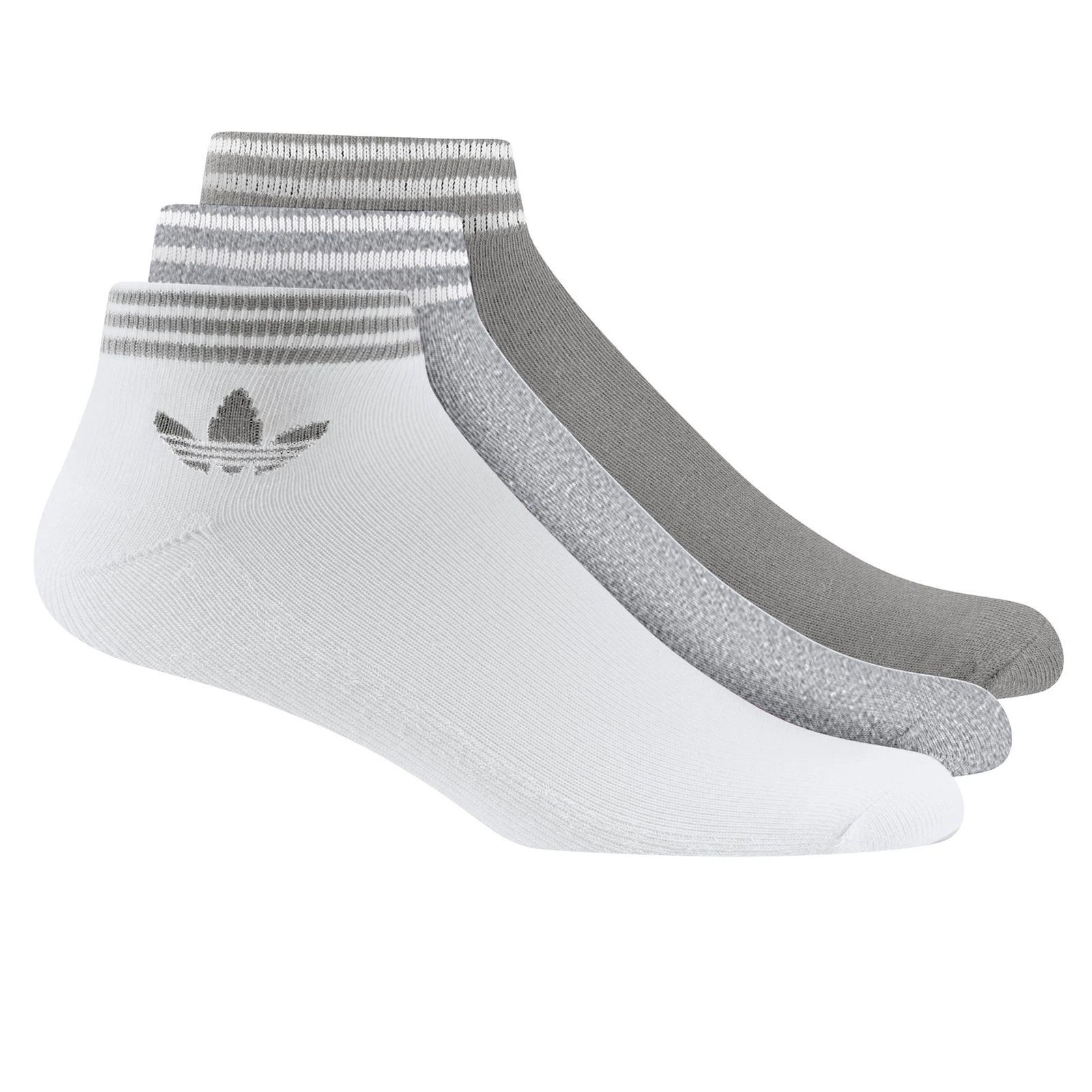 Adidas Originals 3 Set Trefoil Ankle Crew Socks Sneaker Gray White
