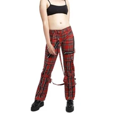 Women's Gothic Trip Pant Rock Hard Trouser Plaid Red Jeans Pant Alternative