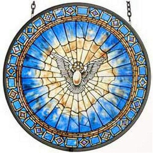 Holy Spirit Roundel Sun Catcher - Stained Glass Sun Catcher NEW St. John Divine - Picture 3 of 3