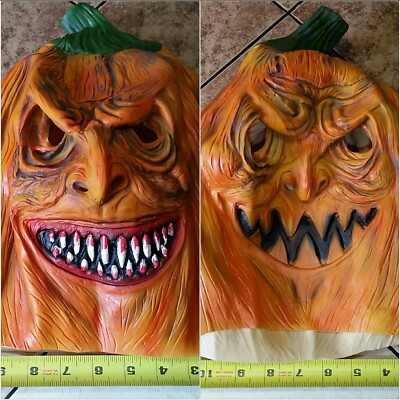 Pumpkin Head Mask, Latex, Halloween, Cosplay, Has 2 Faces, NEW