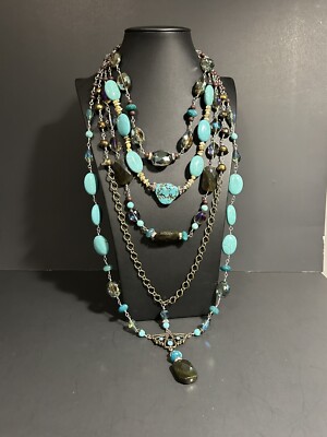 Lauren Grace Artisan Crafted Extra Large Gemstone Crystal Beaded Bib Necklace