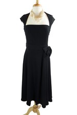 1950 Vintage Design Belted Bow Classic Black Party Dress Classic Black Dress