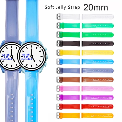 Waterproof Clear Jelly Watch Strap Replacement TPU Watch Bracelet Watchband 20mm