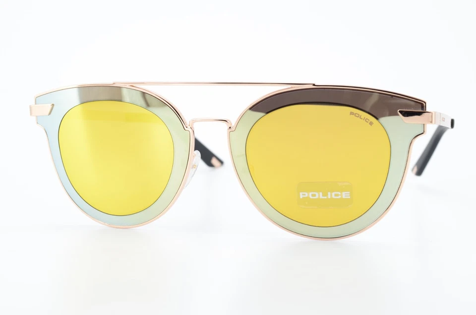 Lunettes de soleil POLICE Halo 2 SPL 349 Lady Mirrored Gold Sun Panto 47-24 1... - Photo 3/4