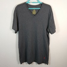 Polo Ralph Lauren Men's Short Sleeve V Neck T-Shirt Red Pony Gray Size L