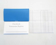  1 NEW SKY BLUE VINYL CHECK BOOK COVER  & 3 CHECKBOOK TRANSACTION REGISTERS