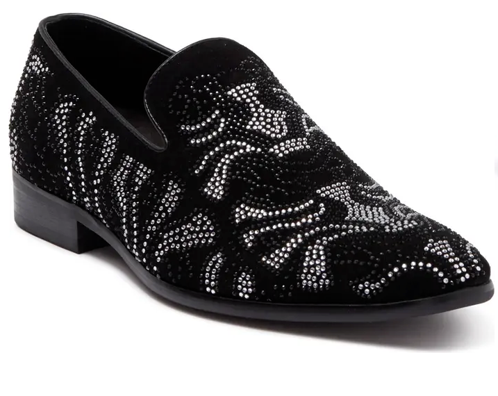 Robert Graham Black Leather Slip-On Shoes with White Soles 63447068_1?w=400 main image 3