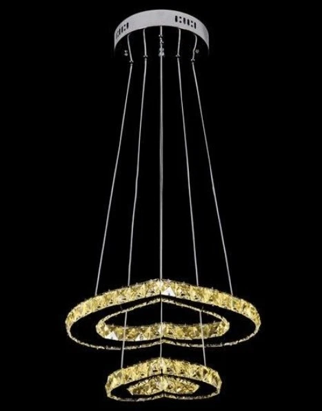 Lampadario a Sospensione LED 85W Doppio Cuore Cristallo con 3 Tonalità Luce IP20 - Immagine 2 di 4