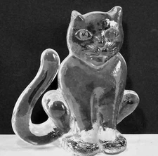 Kosta Boda Bertil Vallien Cast Glass CAT   ZOO LINE Series Paperweight Sculpture