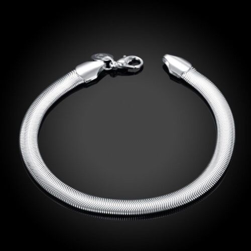 2PCS Fashion 925Sterling Solid Silver Men Jewelry 6mm Chain Bracelet H164 |  eBay