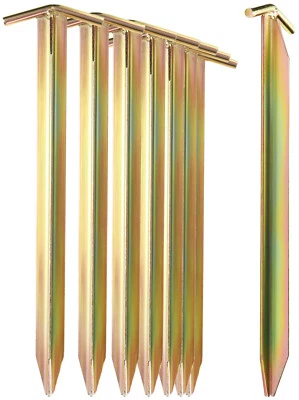 8x Zelt-Heringe aus Stahl - lange und robuste Erdnägel mit T-Profil für Camping