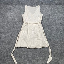 J. Crew White Cotton Sleeveless V-Neck Tie Waist Fit & Flare Dress Size 2