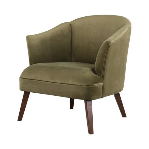 Uttermost 23321 Conroy 30 1/2"W Wood Frame Accent Chair - Olive Velvet - Picture 2 of 6