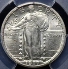 1917 S TYPE 2 STANDING LIBERTY QUARTER PCGS MS 62 FULL HEAD NICE SILVER SATIN