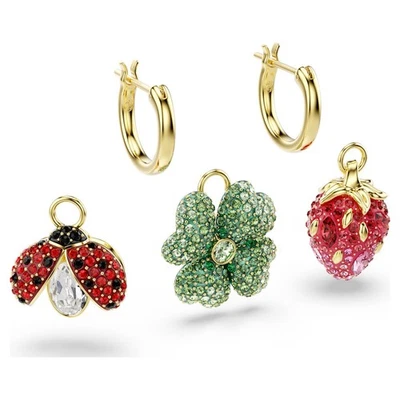 Boucles Swarovski IdylliaParure Coccinelle, trèfle à 4 feuilles, fraise - Photo 1/4