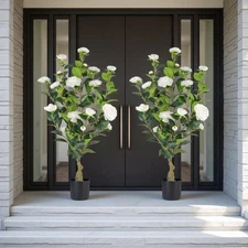 Artificial Camellia Tree 2 Pack, 3FT Faux Camellia Plant in Pot, 36 inch Fake...