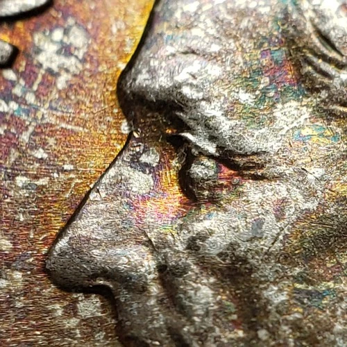1964 10c Roosevelt Silver Dime - PQ Rainbow Toning - BU - SKU-Z6177