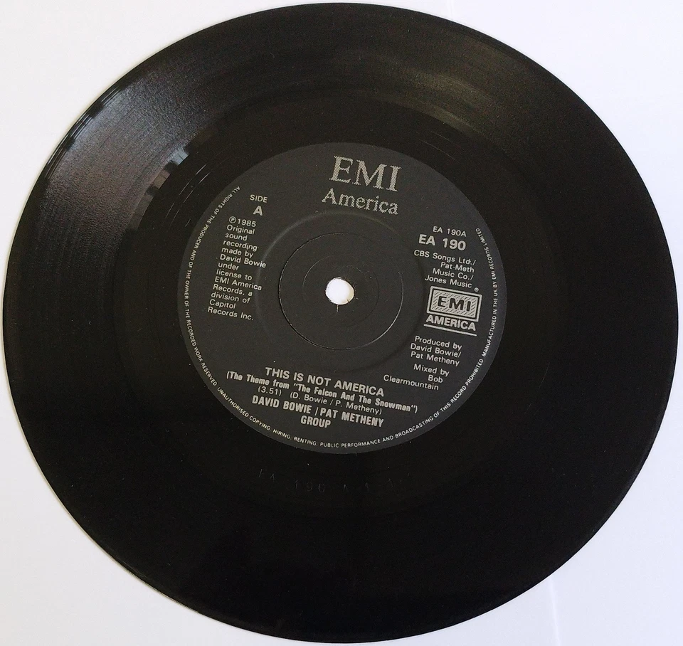 David Bowie Pat Metheny Group This Is Not America 7" Vinyl 45rpm EMI EA190 - Image 2 of 4