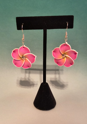 Soft Pink Plumeria Hawaiian Handmade Polymer Clay Flower Earrings NEW
