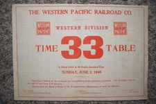 Western Pacific Railroad Employee Timetable 33 Western Division June 2, 1946