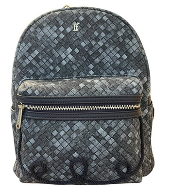 Loungefly Woven Faux Denim Blue Mini Backpack Rope Detail Convertible Bag NWT