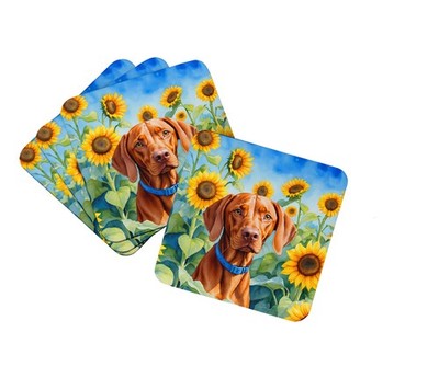 Caroline's Treasures Vizsla in Sunflowers Foam Coasters DAC6169FC