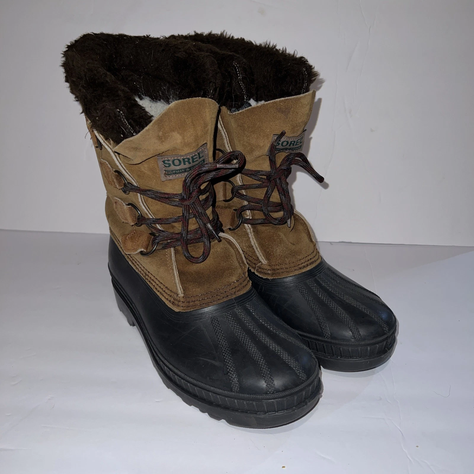 Sorel Mens Size 7 Brown Insulated Lined Outdoor Duck Rubber Mid Calf Boots