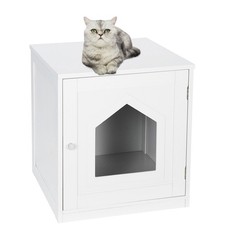 Litter Box Enclosure Cat Washroom Litter Box Hidden Pet Crate White Cat House