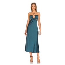 SHOW ME YOUR MUMU Women Codie Cut Out Dress Large Jade Luxe Satin Sleeveless NWT