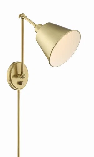 Crystorama Mitchell Aged Brass Swing Arm Wall Lamp - Picture 3 of 5