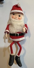 Vtg Christmas Santa Claus Ornament Japan Hanging Bendable 6 1/2" 11C