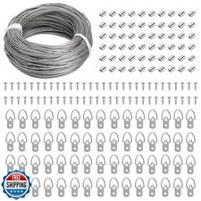 Blisstime Picture Hanging Kit - 100 Feet Braided Hanging Wire, 60 Pcs D Ring 