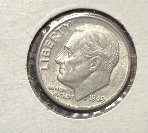 1949 D Roosevelt Dime Full Torch bands 10c BU Uncirculated 90% Silver