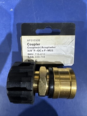 #ad Powercare 3 8 in. Female Quick Connect x M22 Connector for Pressure Washer 1PK $6.99