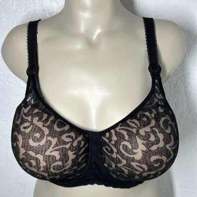 Empreinte Leia Noir Seamless Underwired Bra 38G Lace Black Un-padded Floral